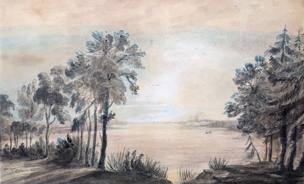 York Harbour facing west as painted by Elizabeth Simcoe. Watercolour courtesy of the Toronto Reference Library. 